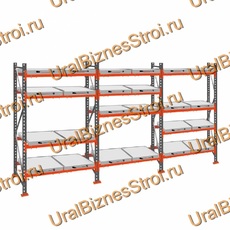 Стеллаж с выкатными платформами  2000*5400*1050 4 яруса 24 платформы - uralbiznesstroi.ru – Волгоград