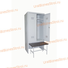 Шкаф гардеробный двухсекционный 2 двери (с нишей для скамьи) 1850*500*700 S-0,5мм - uralbiznesstroi.ru – Волгоград