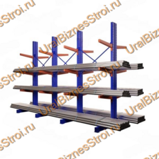 Стеллаж консольный двусторонний 4000x1150x2020 мм тяжелый 5 ярусов - uralbiznesstroi.ru – Волгоград