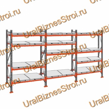 Стеллаж с выкатными платформами  2000*5400*1050 4 яруса 24 платформы - uralbiznesstroi.ru – Волгоград