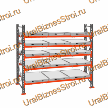 Стеллаж с выкатными платформами  3000*2700*1050 5 яруса 15 платформ - uralbiznesstroi.ru – Волгоград