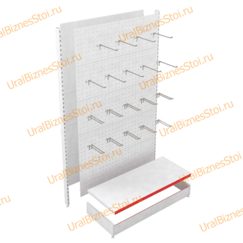 Стеллаж торговые перфорированный 2350*400*600 с крючками - uralbiznesstroi.ru – Волгоград