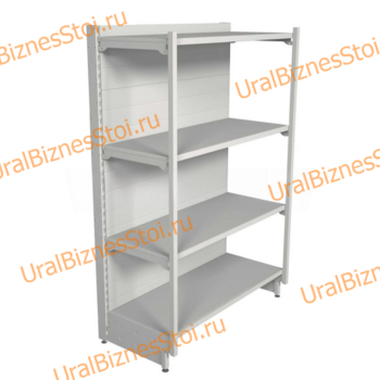Торговый пристенный стеллаж с передней стойкой 1450*600*900 4 полки - uralbiznesstroi.ru – Волгоград