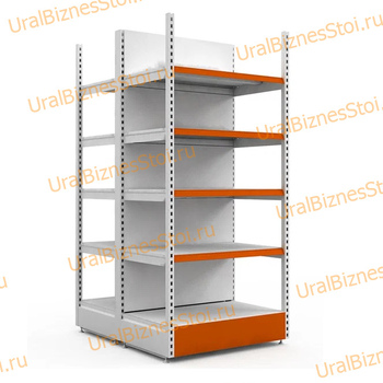 Торговый островной стеллаж (Усиленный с передней стойкой) 1950*500*1200 5 полок - uralbiznesstroi.ru – Волгоград
