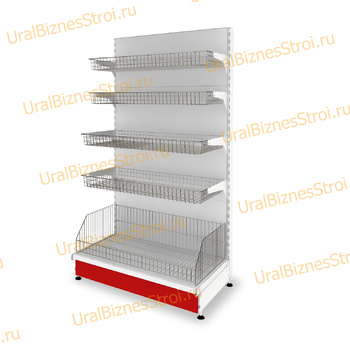 Торговый стеллаж с корзиной 1950*500*600 - uralbiznesstroi.ru – Волгоград