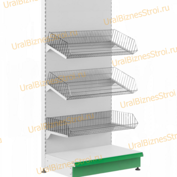 Торговый стеллаж с корзиной 1450*400*900 - uralbiznesstroi.ru – Волгоград