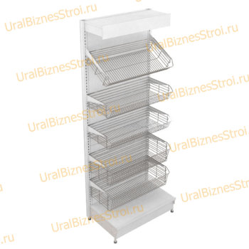 Торговый стеллаж с корзиной 2350*500*1000 - uralbiznesstroi.ru – Волгоград