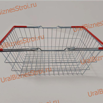 Корзина покупательская, цинк хроматированный (20л) 2 ручки, ПВХ,  цвет-красный - uralbiznesstroi.ru – Волгоград