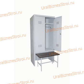 Шкаф гардеробный двухсекционный 2 двери (с нишей для скамьи) 1850*500*600 S-0,5мм - uralbiznesstroi.ru – Волгоград