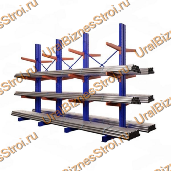 Стеллаж консольный двусторонний 3000x1150x2020 мм тяжелый 5 ярусов - uralbiznesstroi.ru – Волгоград