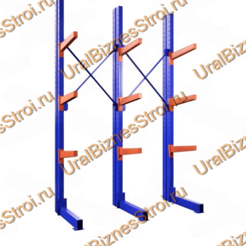Стеллаж консольный односторонний 3500x1150x1270 мм тяжелый 5 яруса - uralbiznesstroi.ru – Волгоград
