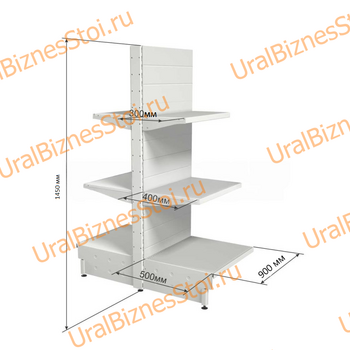 Торговый островной стеллаж 1450*500*900 3 полки - uralbiznesstroi.ru – Волгоград